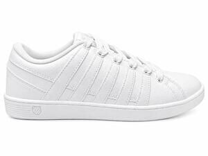 NEW K-SWISS women's ramli court low top sneakers in white/white